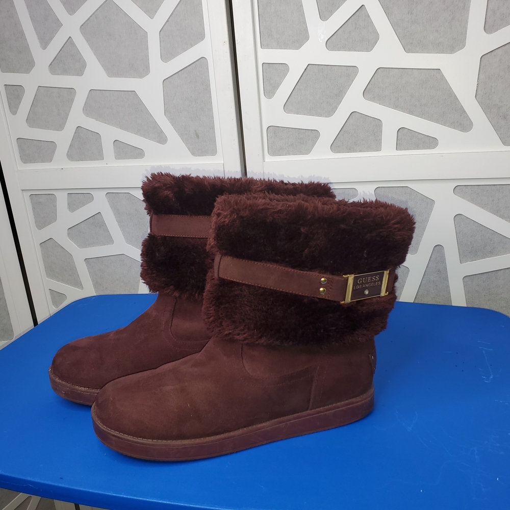 Guess Women's Burgundy Fur Boots